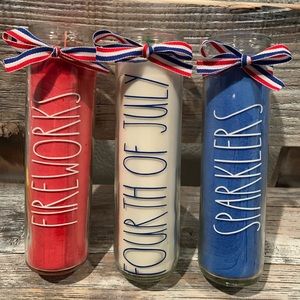 Three Patriotic FOURTH OF JULY Candles ❤️🤍💙